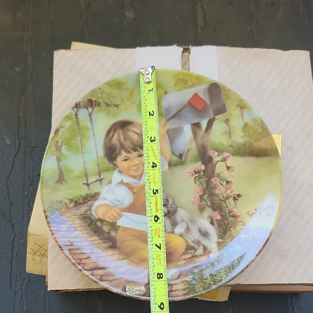 Decorative Plate with Boy and Dog Design
